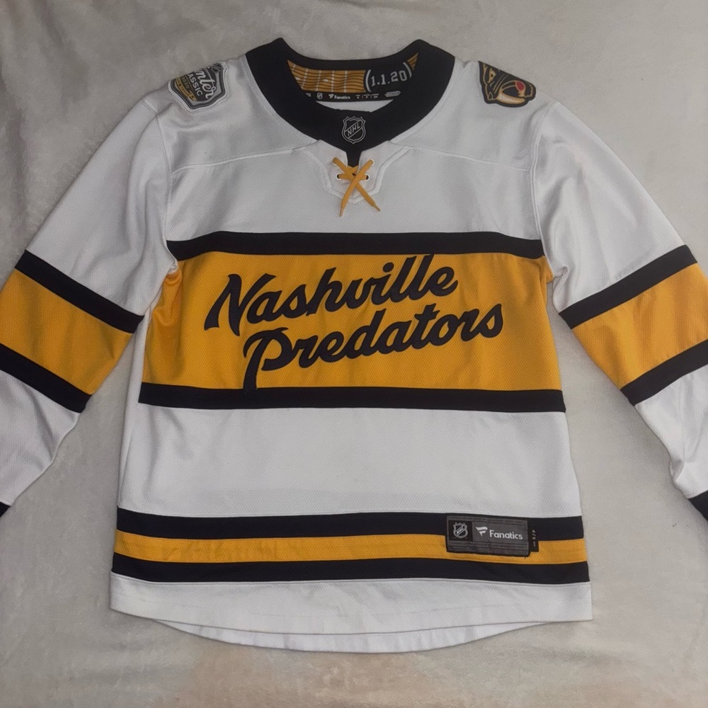2020 Winter Classic Team Nashville Predators White and Yellow Jersey